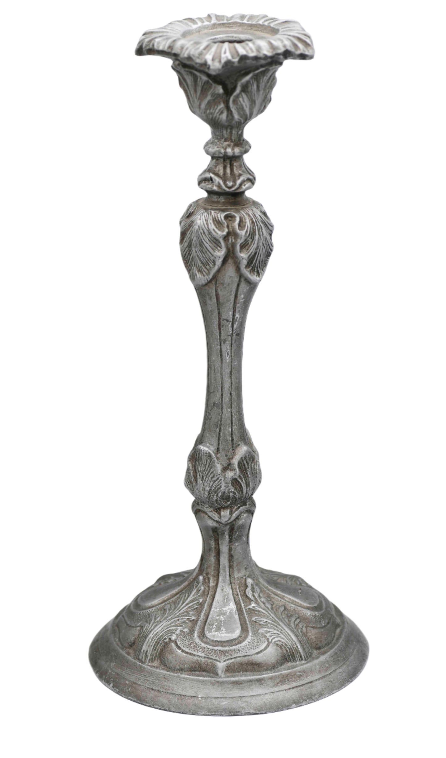 Art Nouveau Silver Candlestick, 13"