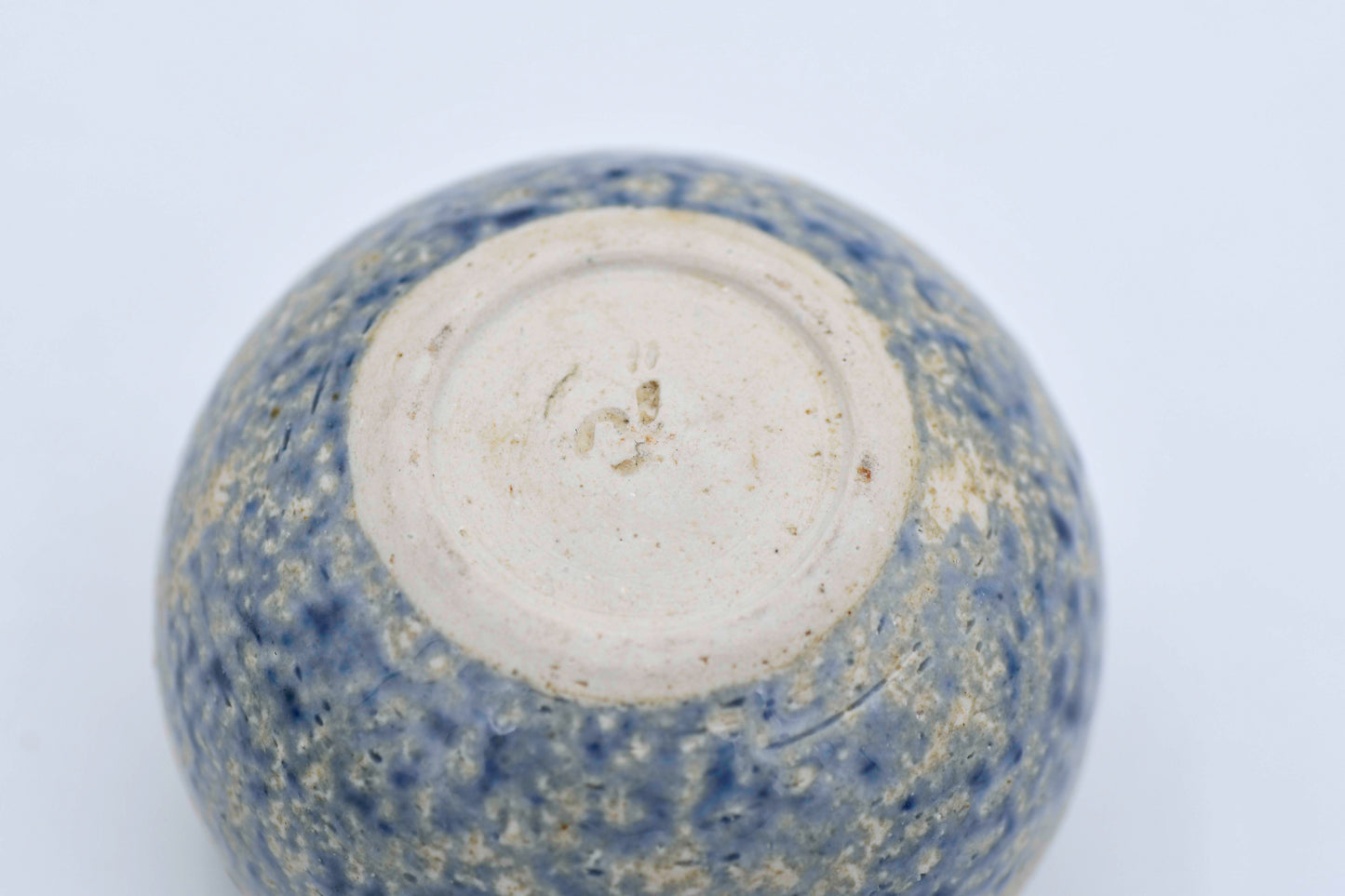 Vintage Small Round Pottery with Markings, 3.25"