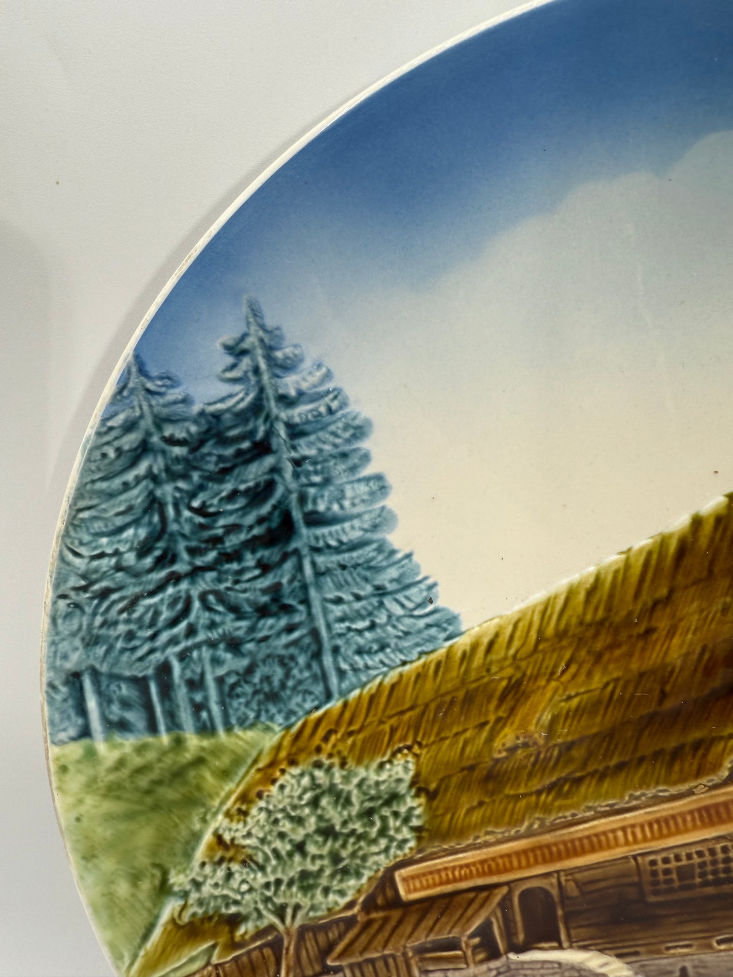 CICO German Majolica Landscape Vintage Plate, 13”