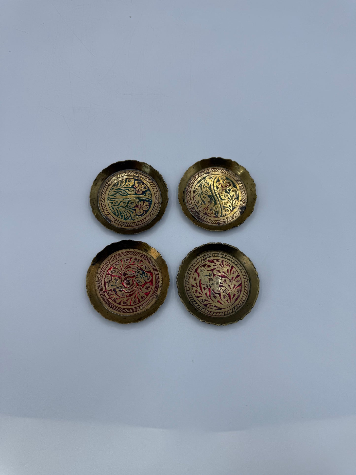 Miniature Brass Carved Incense Burner Plates