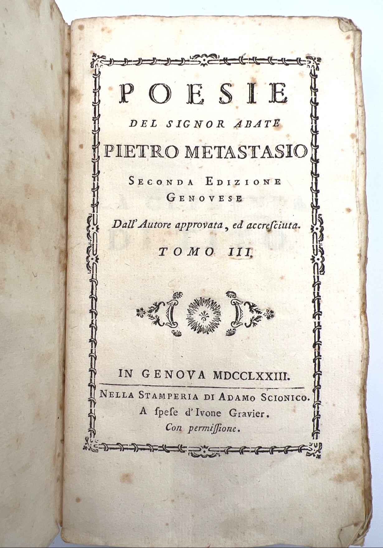 Poems of Abbot Pietro Metastasio, 1773, Italian