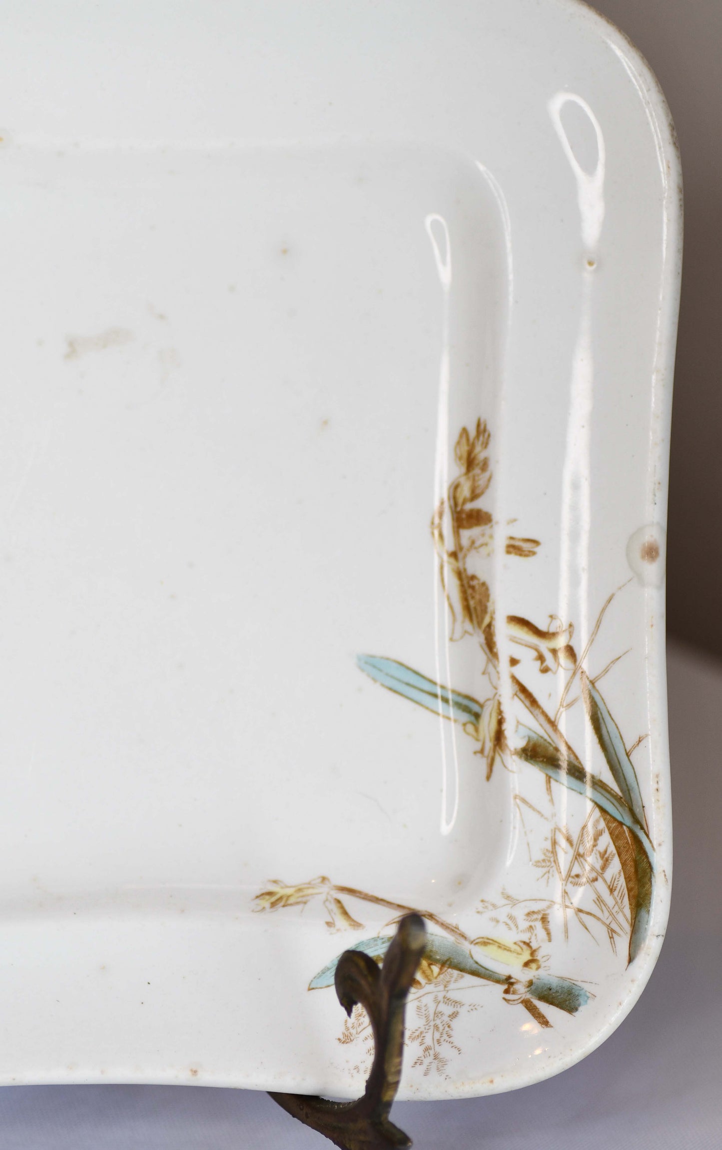 Vintage Floral White Serving Plate, 9"