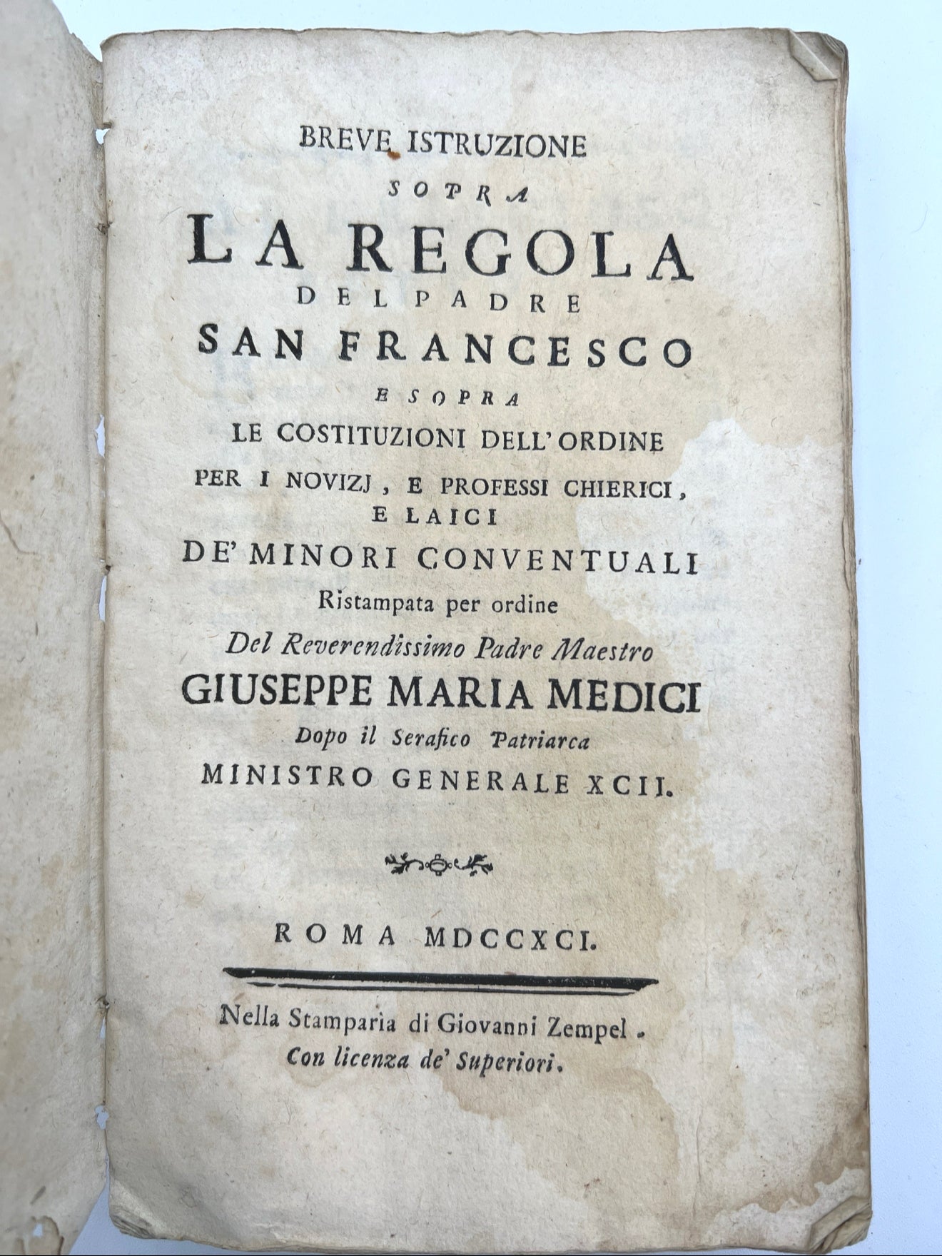 The Rule of Father Saint Francis, 1791, Italian