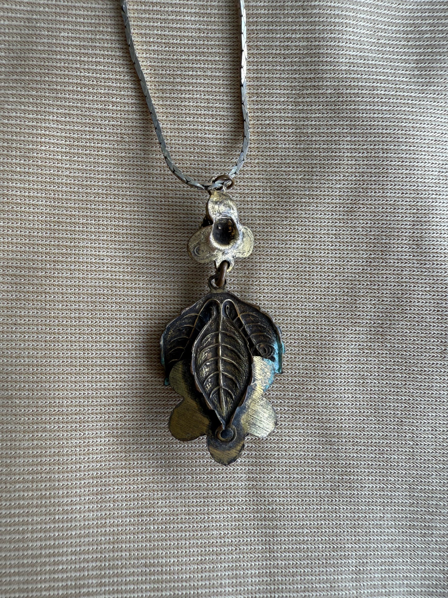 Gold and Blue Floral Vintage 3D Necklace