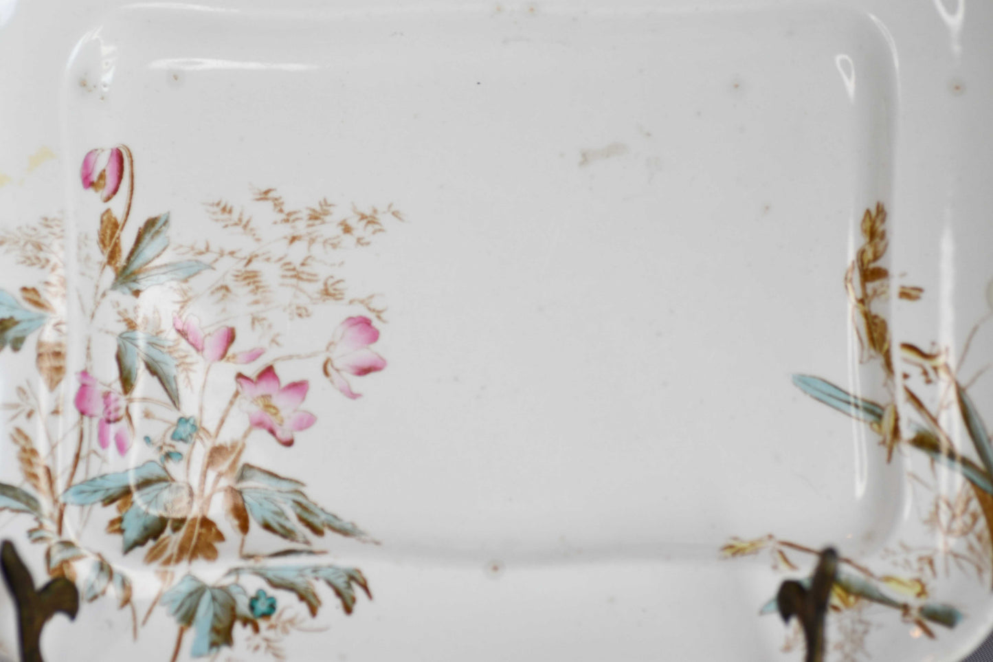 Vintage Floral White Serving Plate, 9"