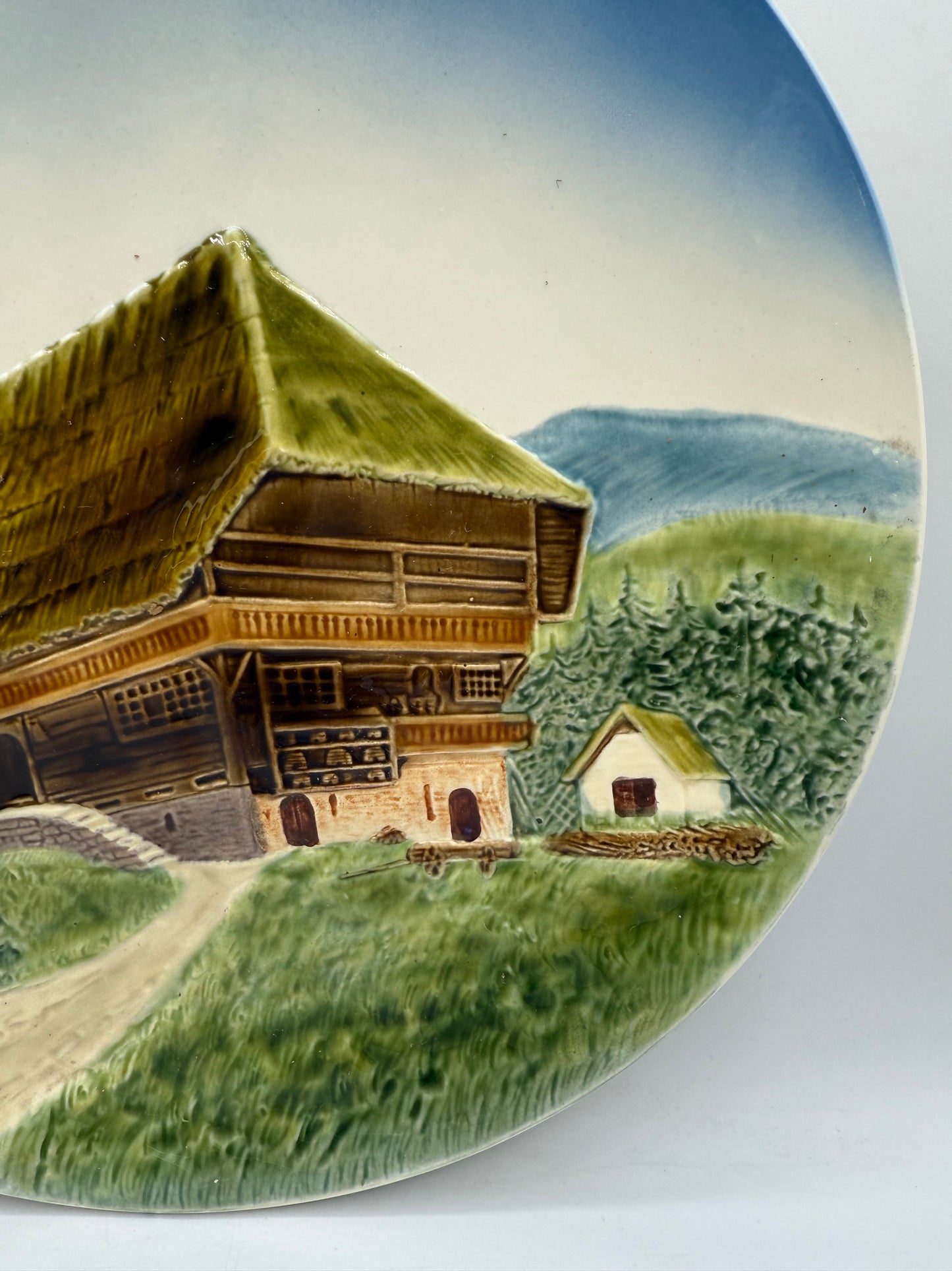 CICO German Majolica Landscape Vintage Plate, 13”