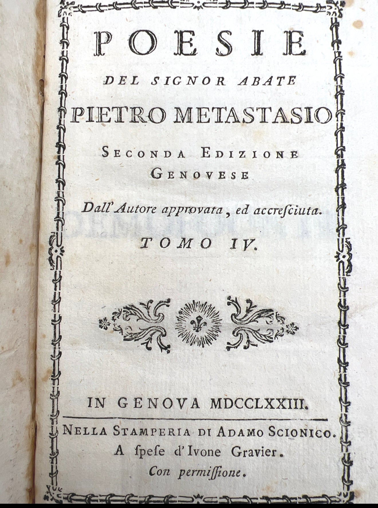 Poems of Abbot Pietro Metastasio, 1773, Italian
