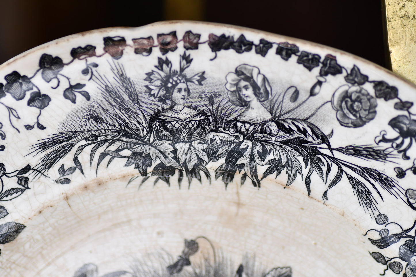 19th Century French Faience Black and White Whimsical Plate