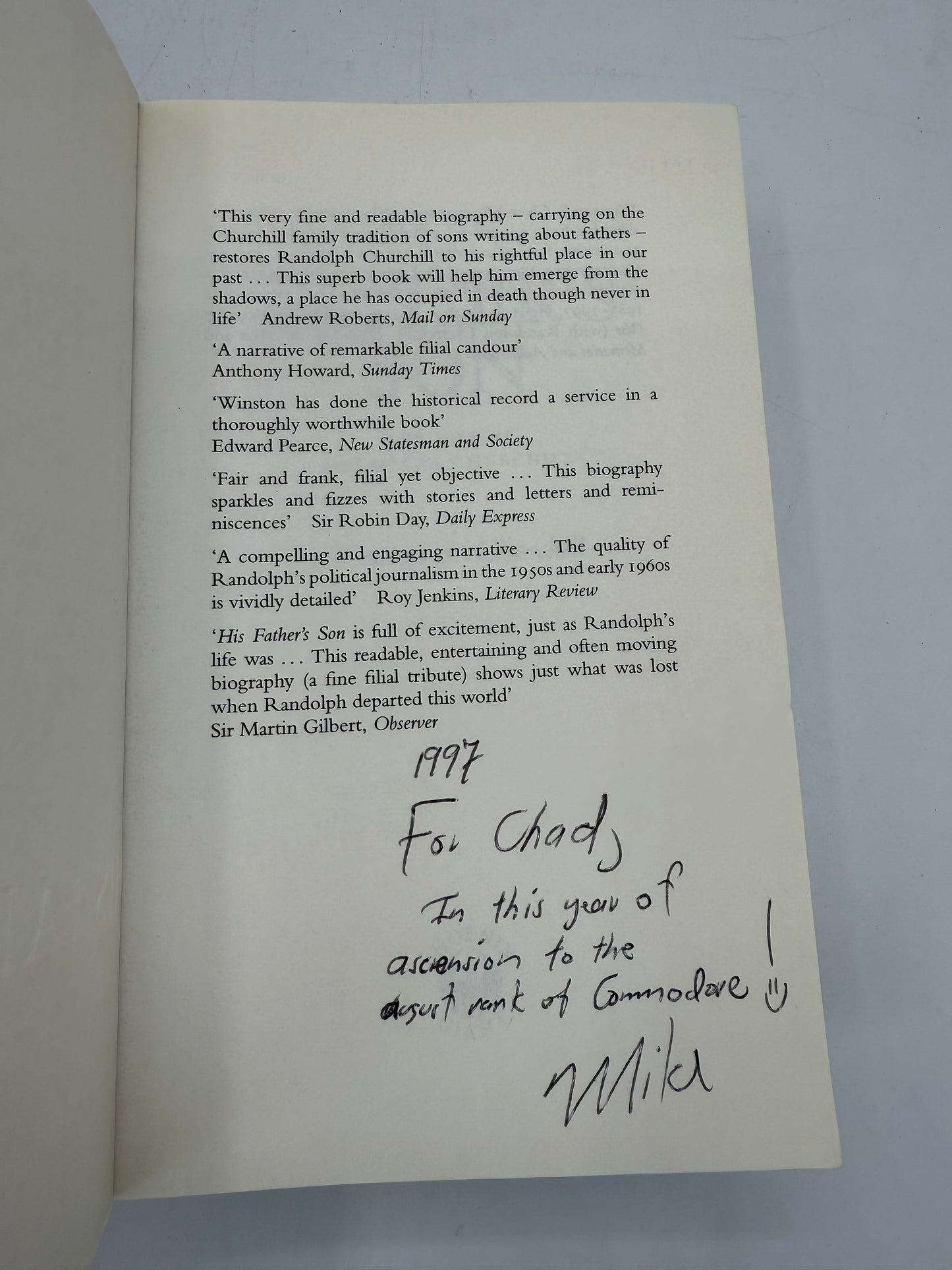 Life of Randolph Churchill, 1996