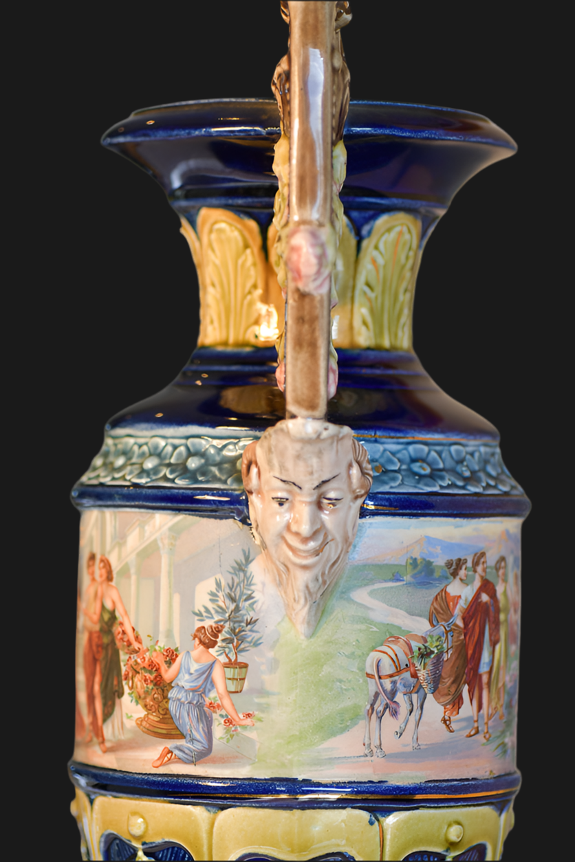 European Majolica Vase or Urn, Renaissance Model