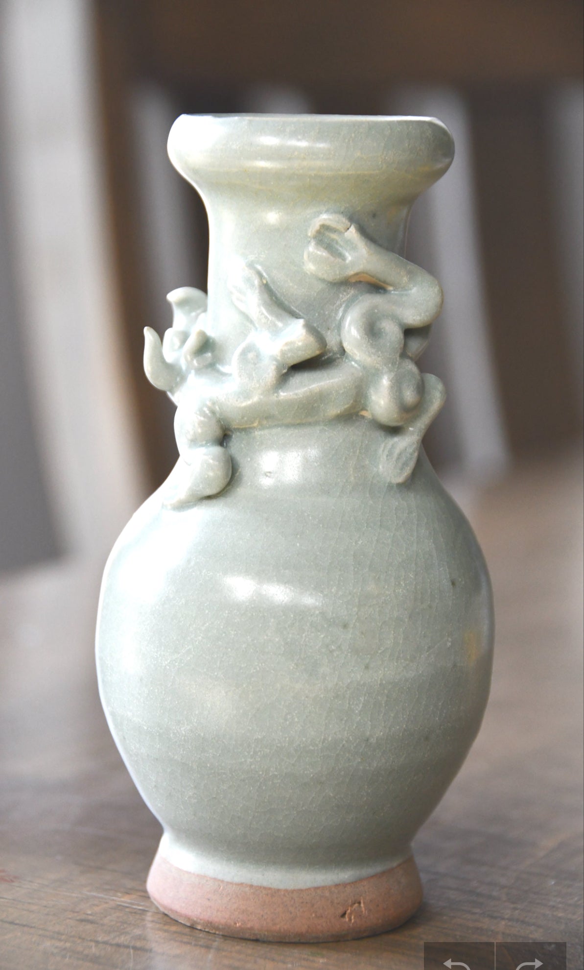 Vintage Sage Green Celedon Vase Set, China