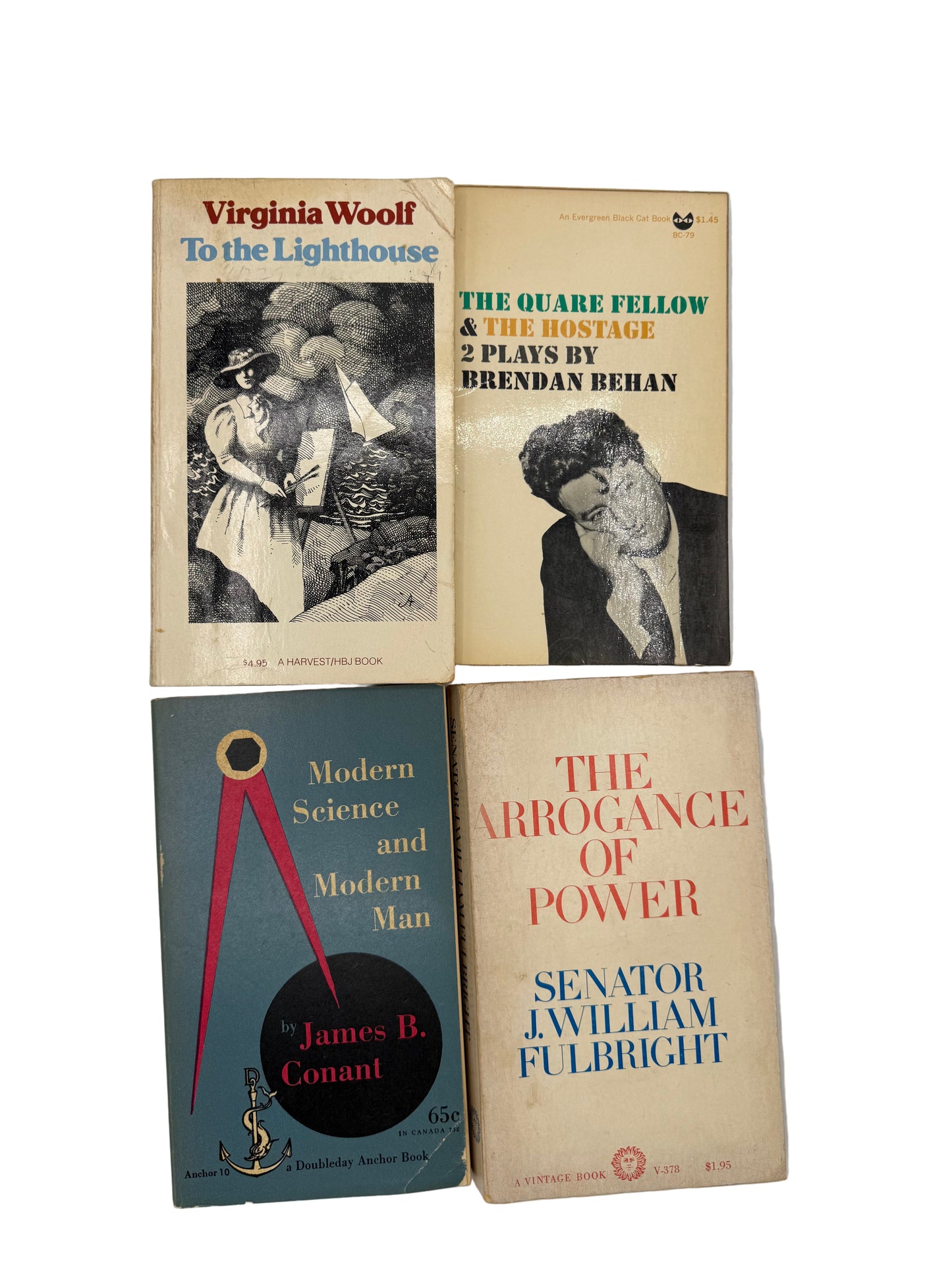 Vintage Paperback Bookshelf Display Lot, Woolf, Wharton