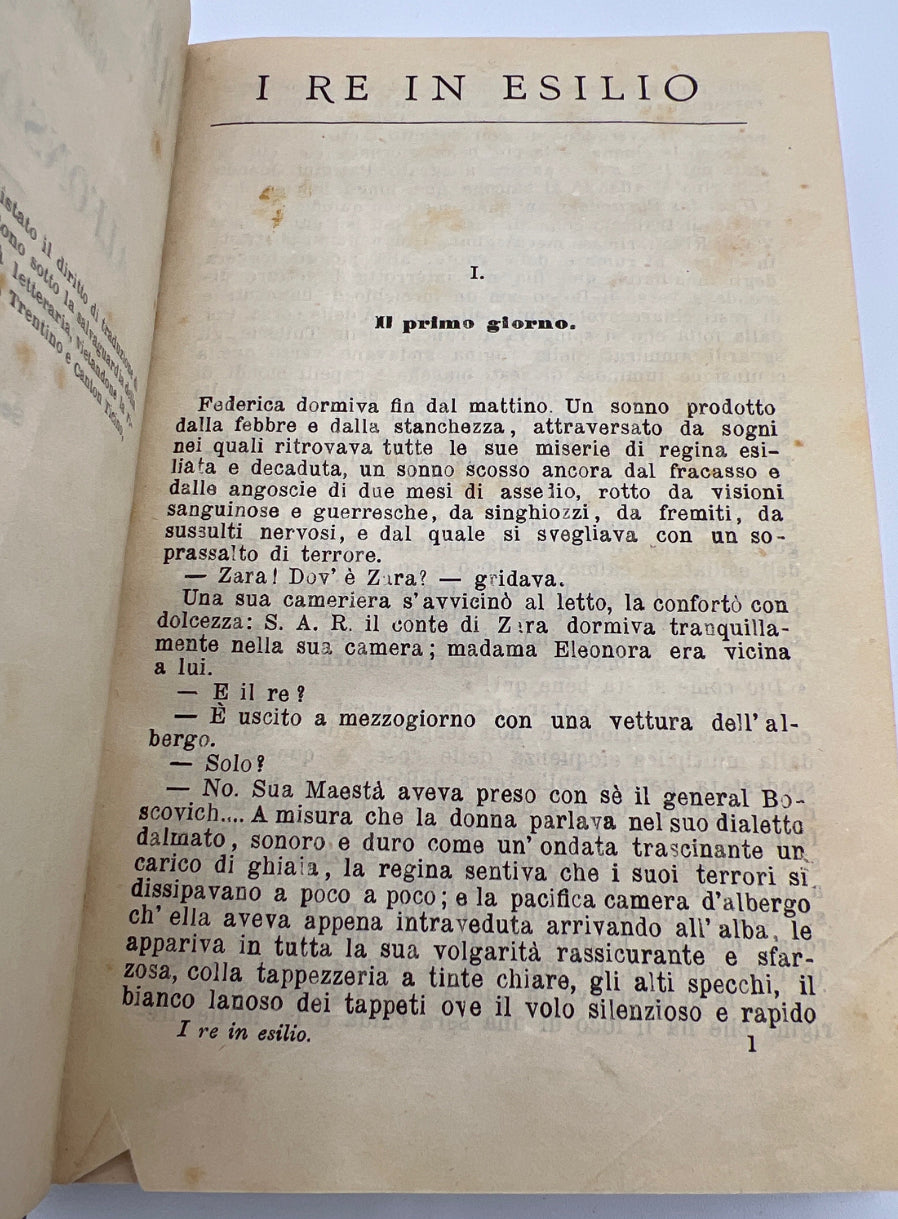 King in Exile by Daudet, Italian