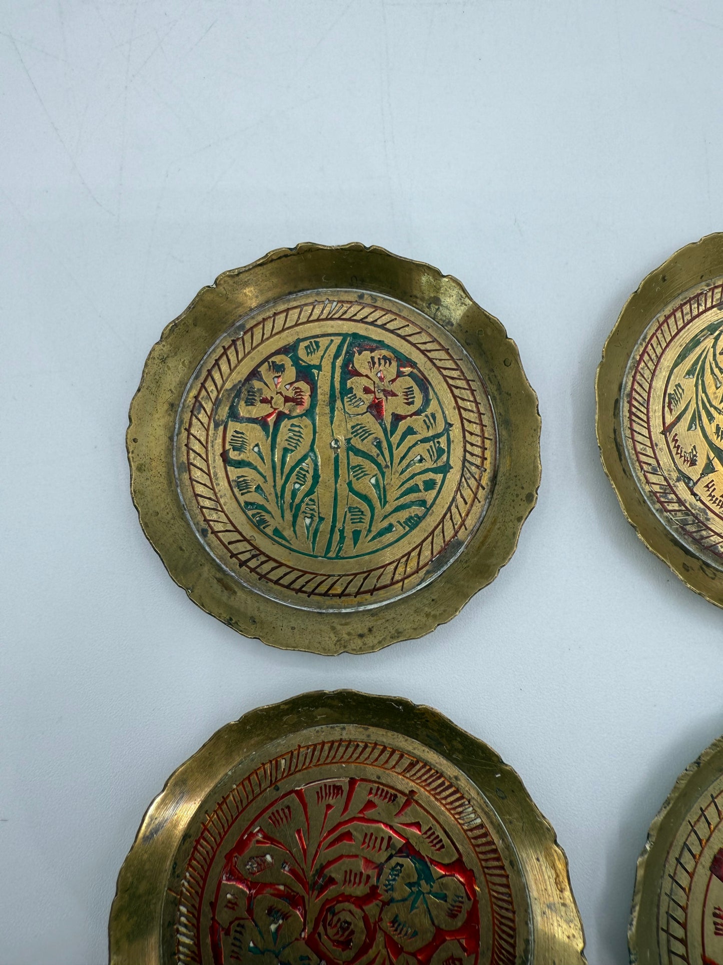 Miniature Brass Carved Incense Burner Plates