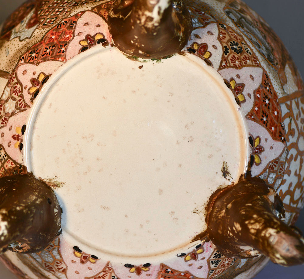 Satsuma Large Tripod Censer with Lid, 15.5"