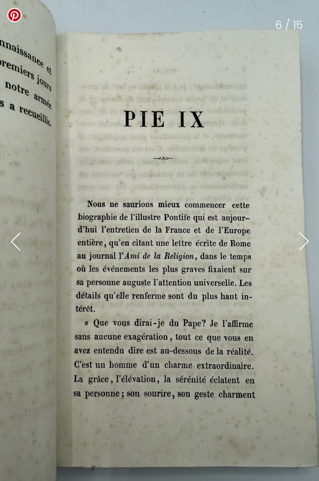 Pie IX Nouvelle Biographie, 1853, France