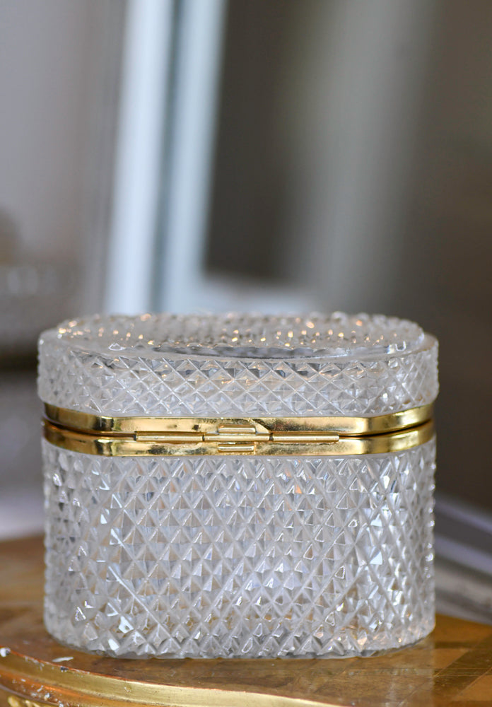 Vintage Crystal Dresser Jewelry Box