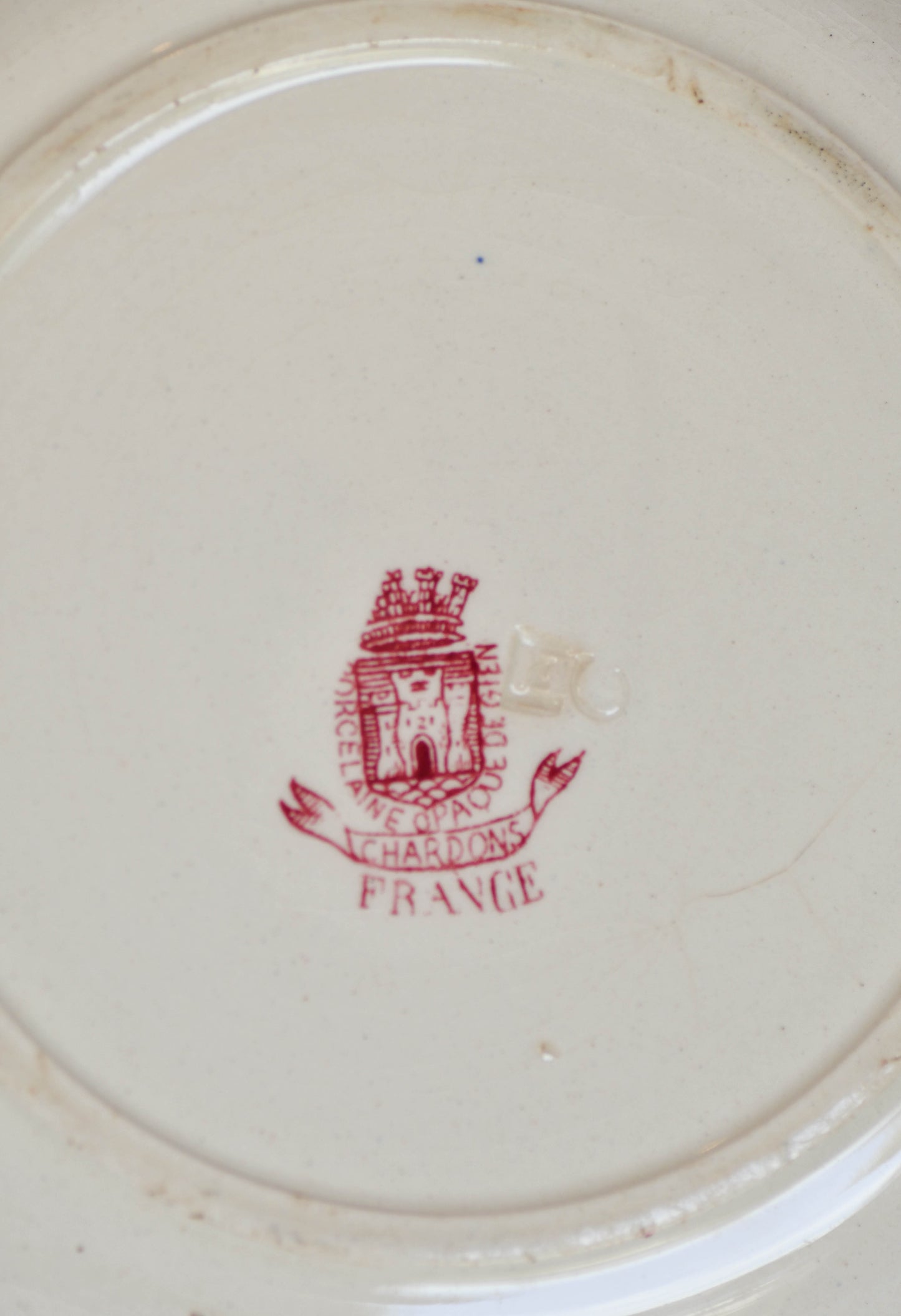 Chardons French Red Transferware Plate, 8”