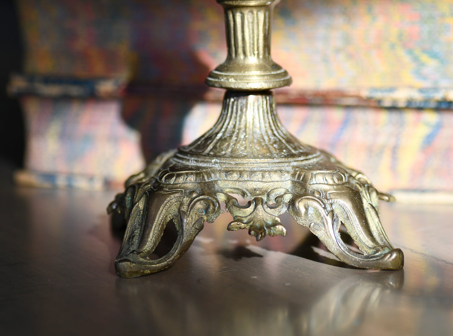 Antique Ornate Candlestick, 11"