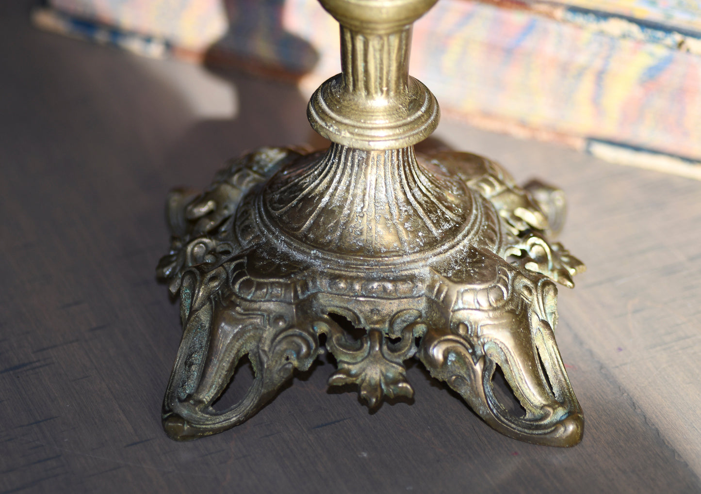 Antique Ornate Candlestick, 11"
