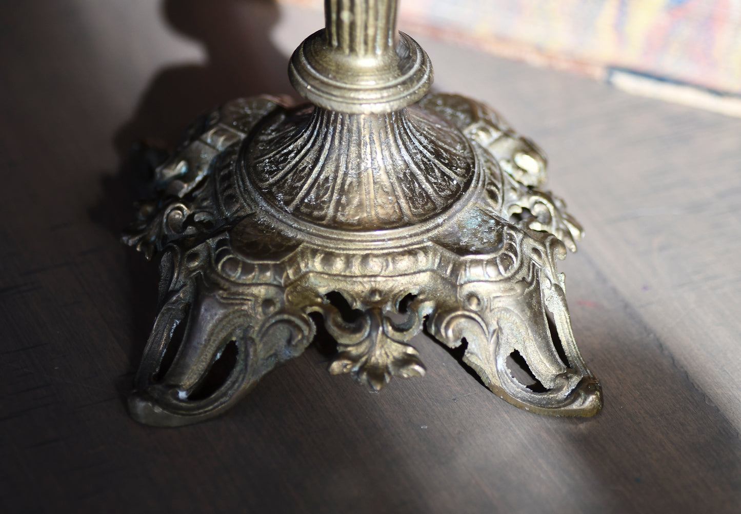 Antique Ornate Candlestick, 11"