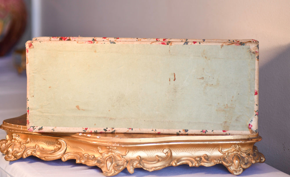 Vintage French Textile Dresser Box, 13.75"