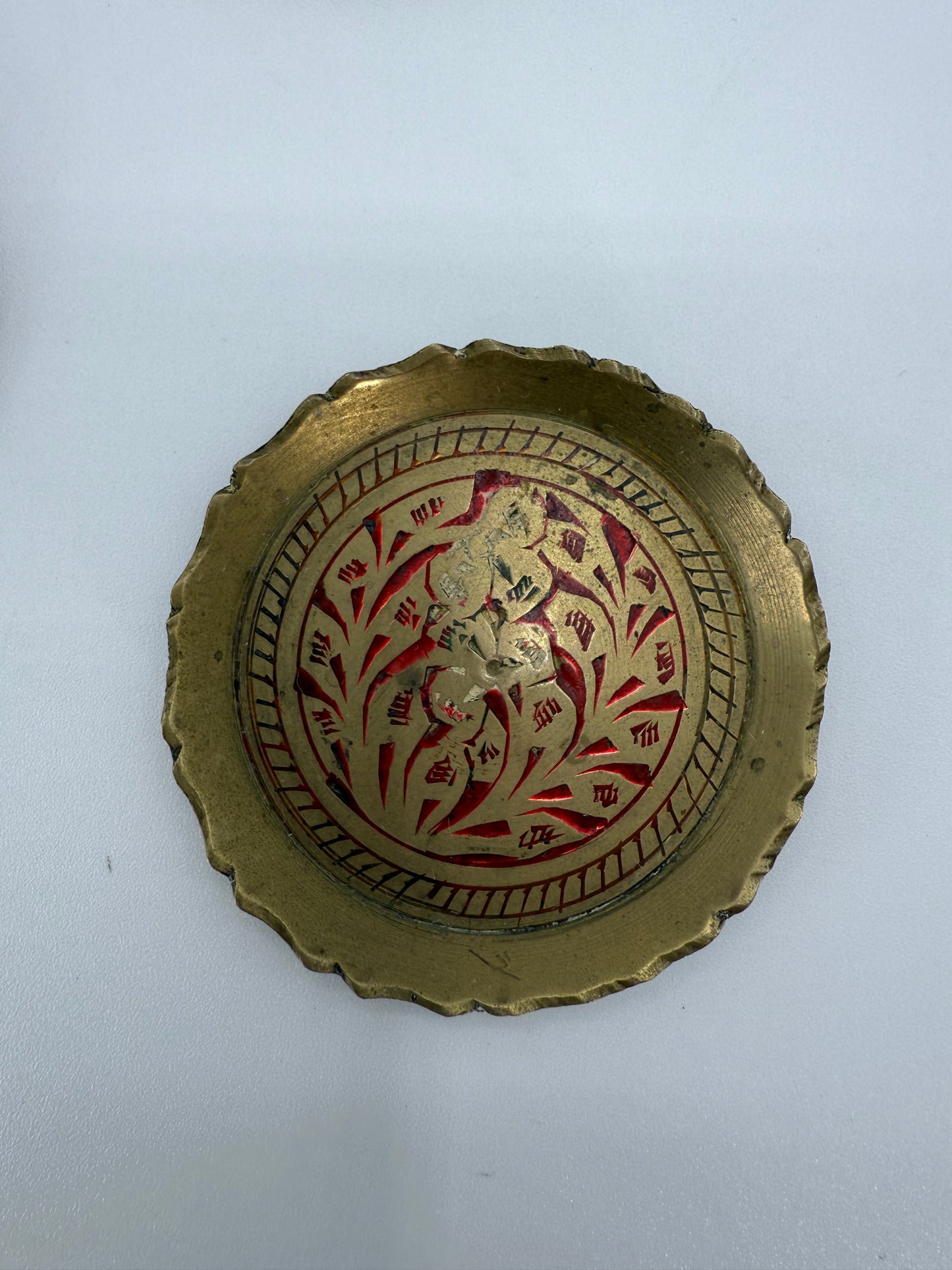 Miniature Brass Carved Incense Burner Plates