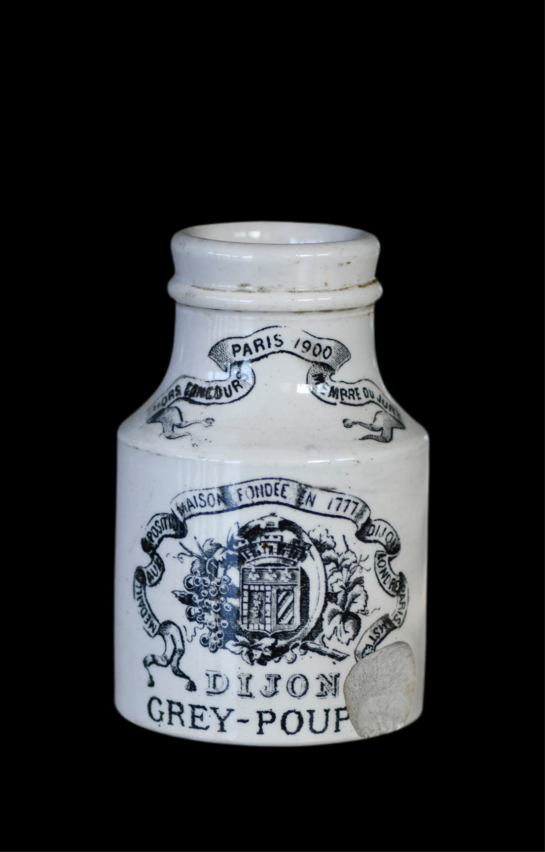 French Dijon Grey Poupon Jar, French Mustard Pot