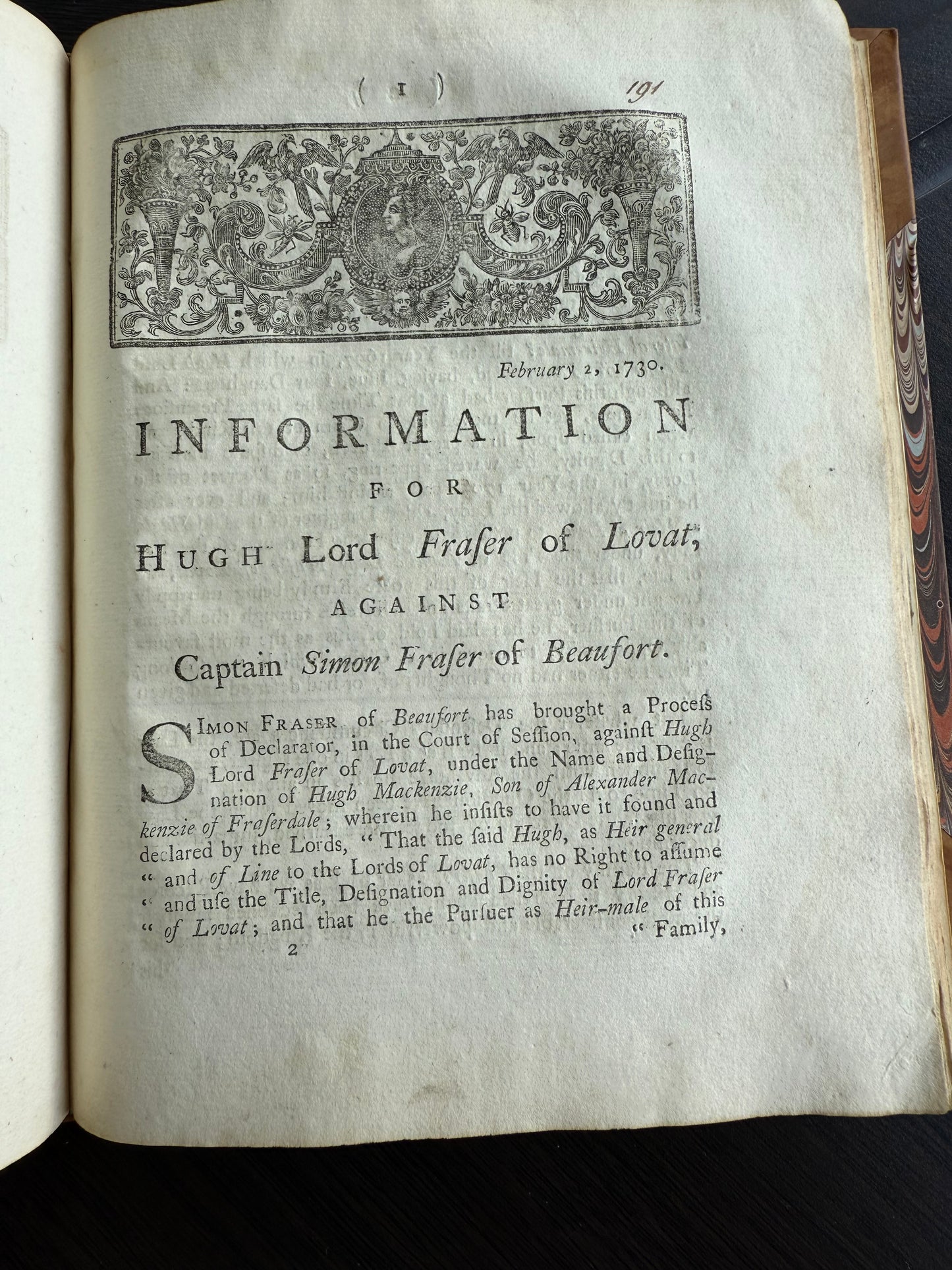 Captain Simon Frafer of Beaufot in Lovat Peerage, 1730 Book