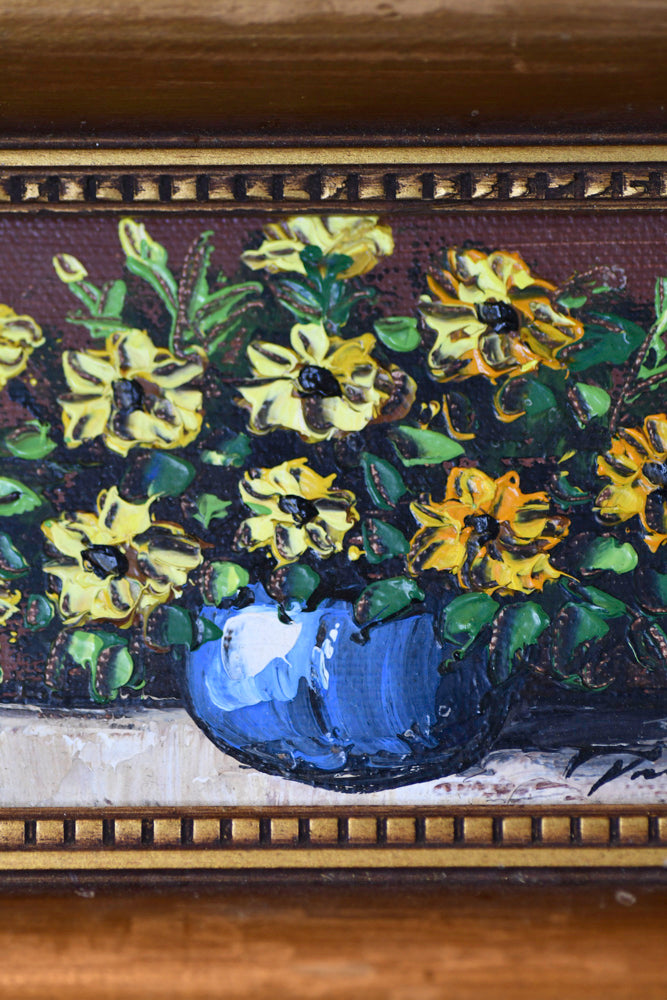 Small Floral Oil Painting with Yellow Flowers