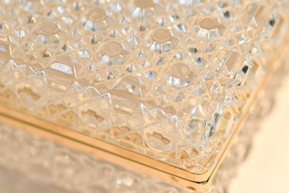Vintage Crystal Dresser Jewelry Box, 7”