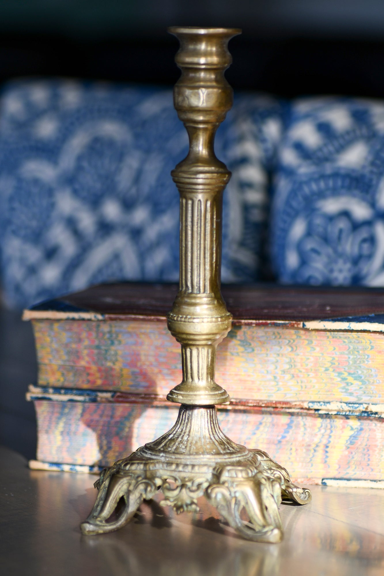 Antique Ornate Candlestick, 11"