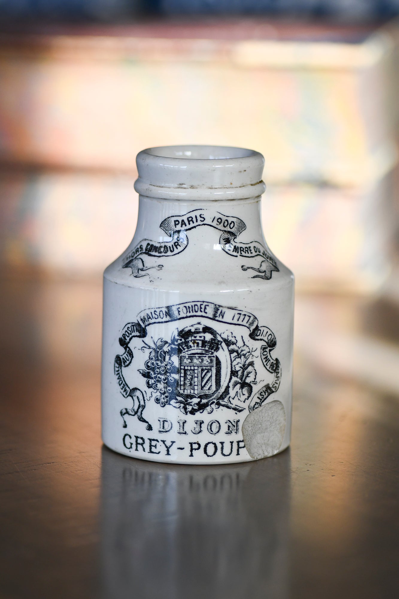 French Dijon Grey Poupon Jar, French Mustard Pot