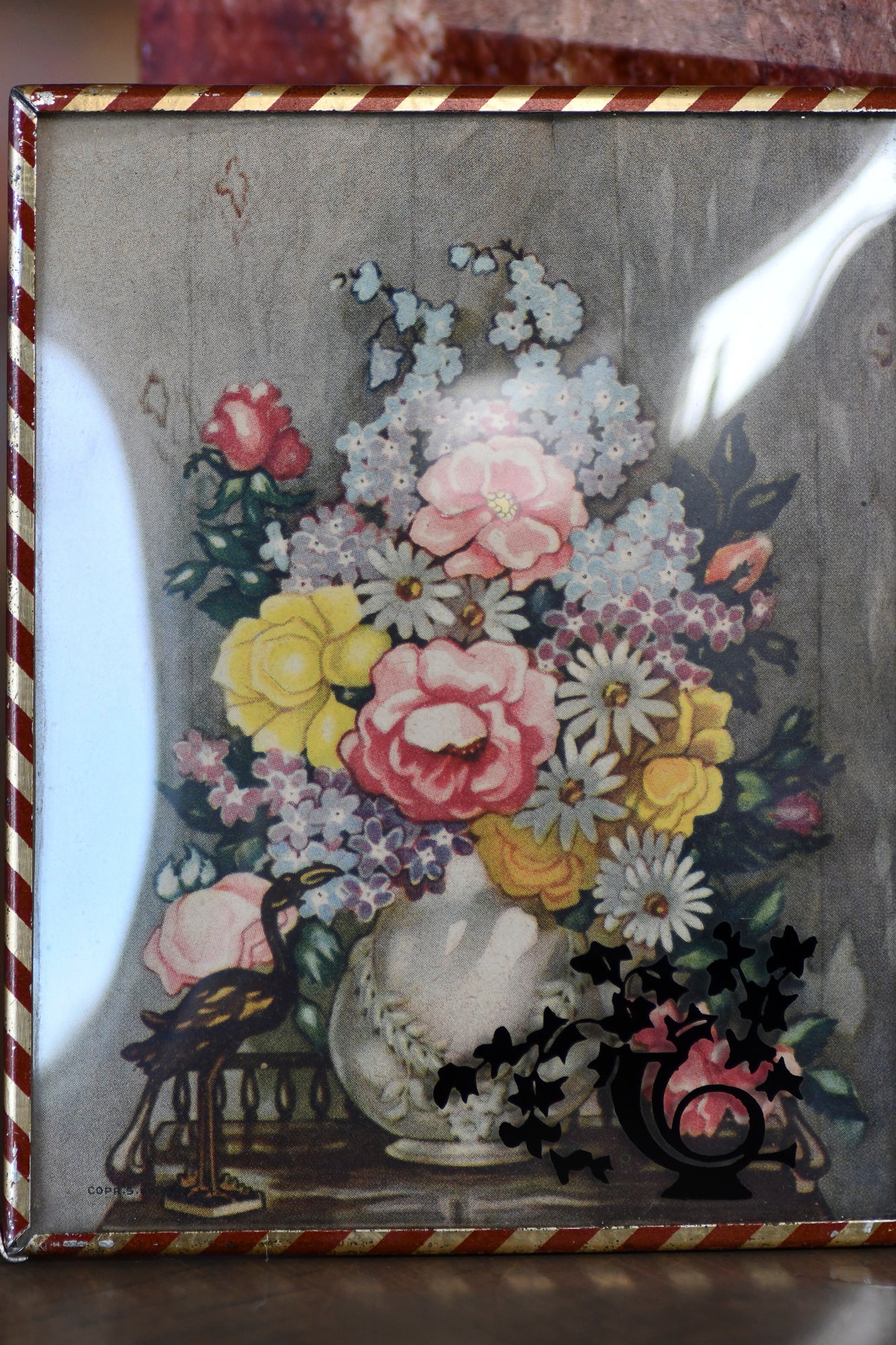 Vintage Convex Floral Silhouette Art