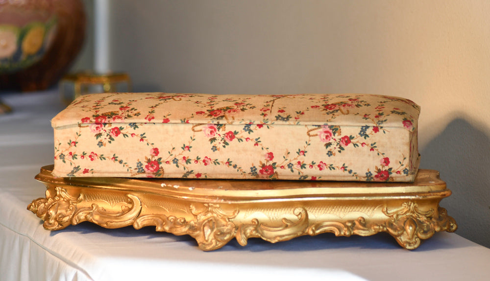 Vintage French Textile Dresser Box, 13.75"