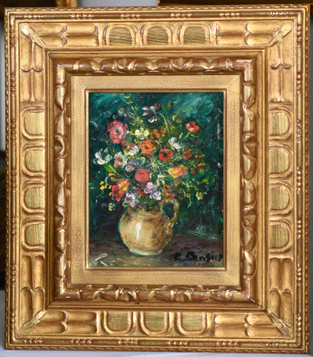 Floral Framed Oil Painting, 17.75", France