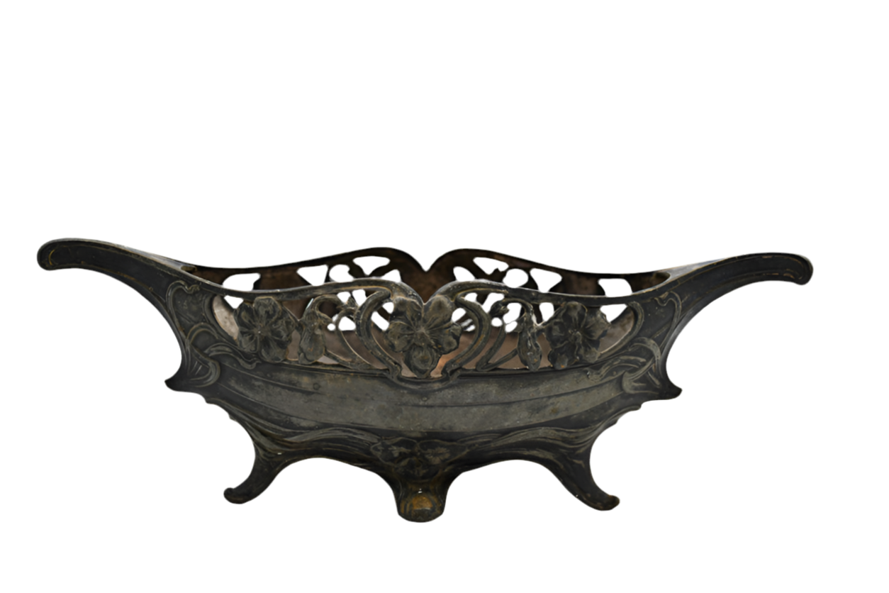Antique Silver Open Jardiniere, 11"