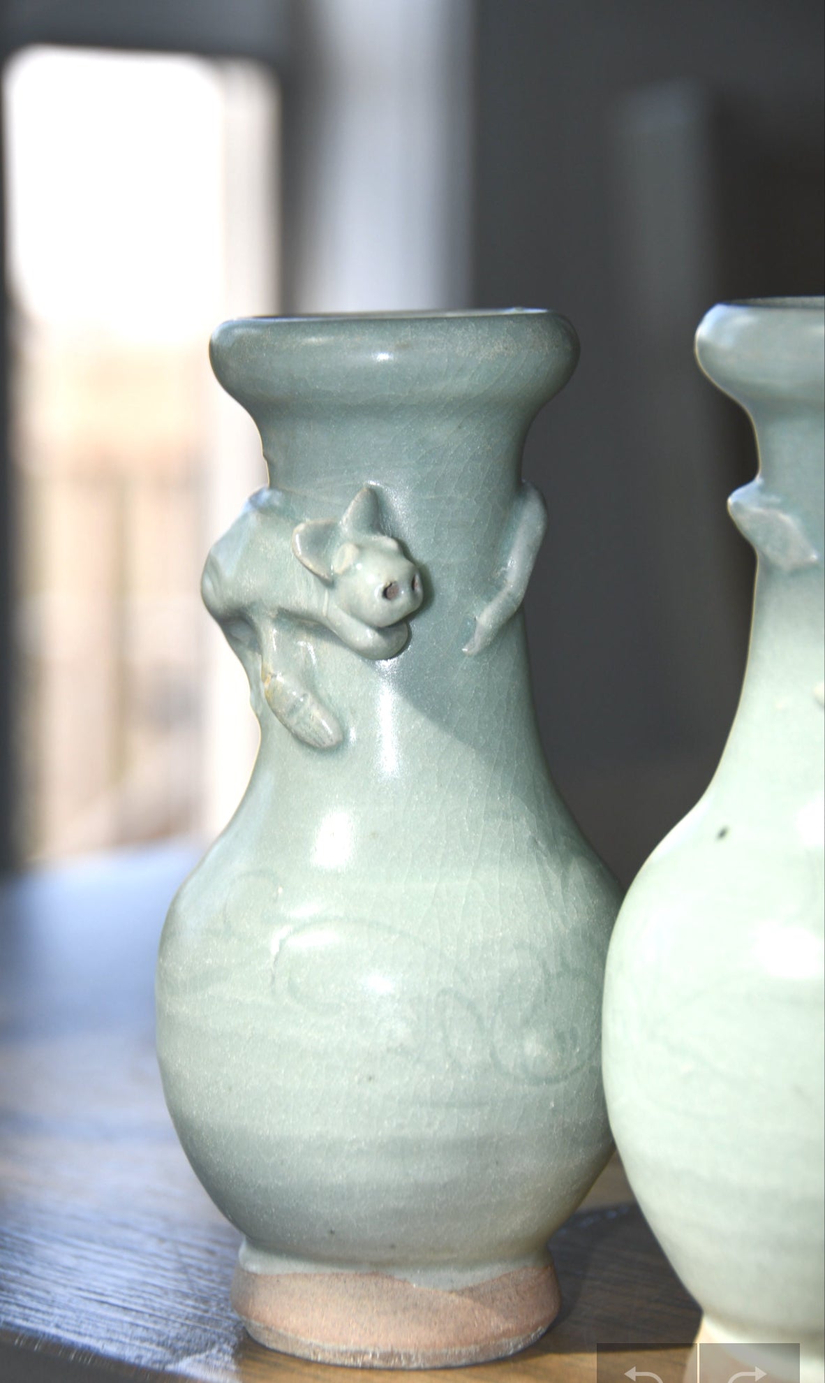 Vintage Sage Green Celedon Vase Set, China