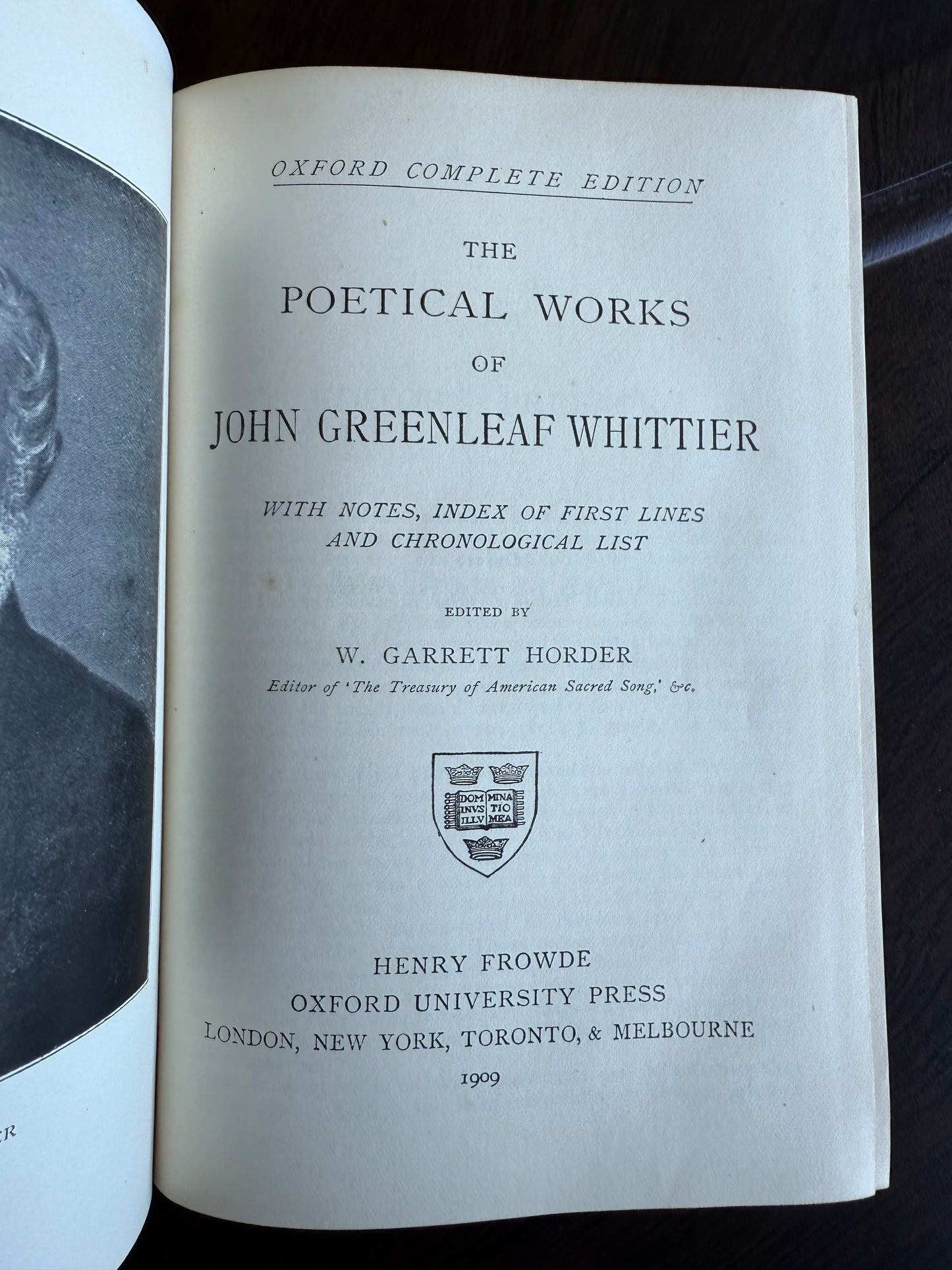 John G Whittier’s Poems, Oxford Edition, 1909