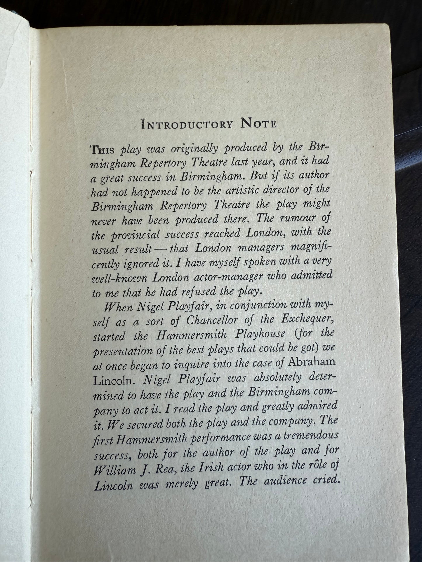 Abraham Lincoln, A Play by John Drinkwater