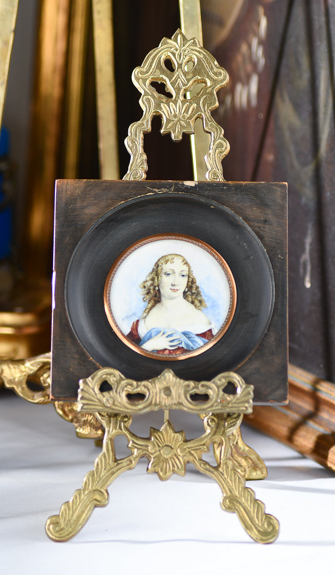 Louise de la Valliere, French Antique Miniature Portrait