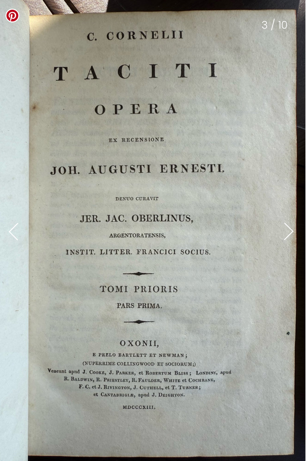 Taciti Opera by C. Cornelii, 1813, Latin