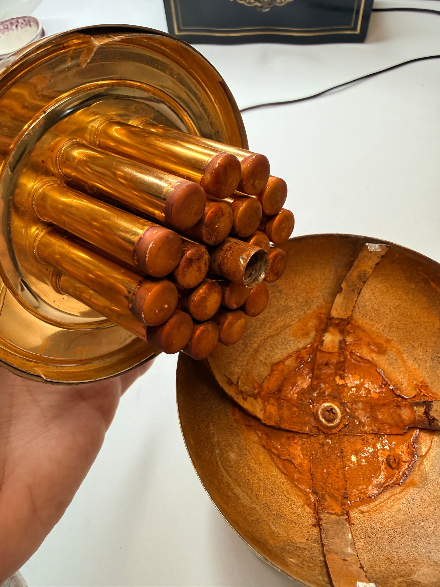 Desk Ornament Silver Globe, Former Cigarette Holder