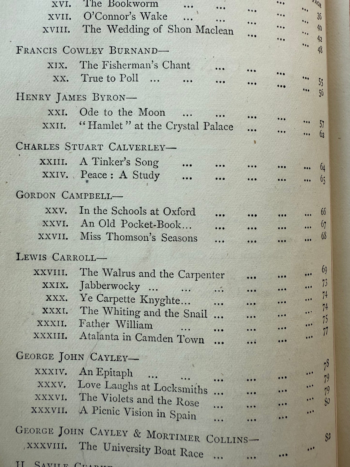 The Comic Poets, contains Lewis Carroll & others