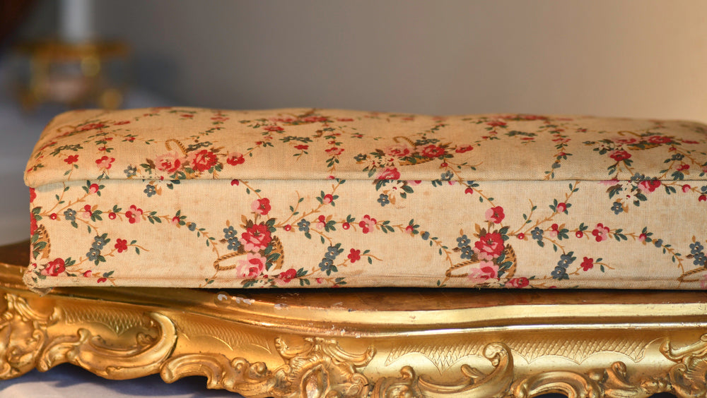 Vintage French Textile Dresser Box, 13.75"