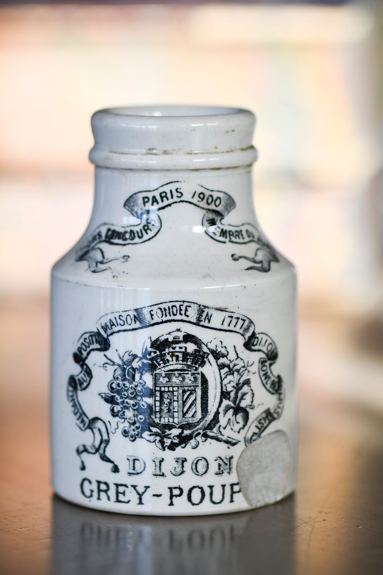 French Dijon Grey Poupon Jar, French Mustard Pot