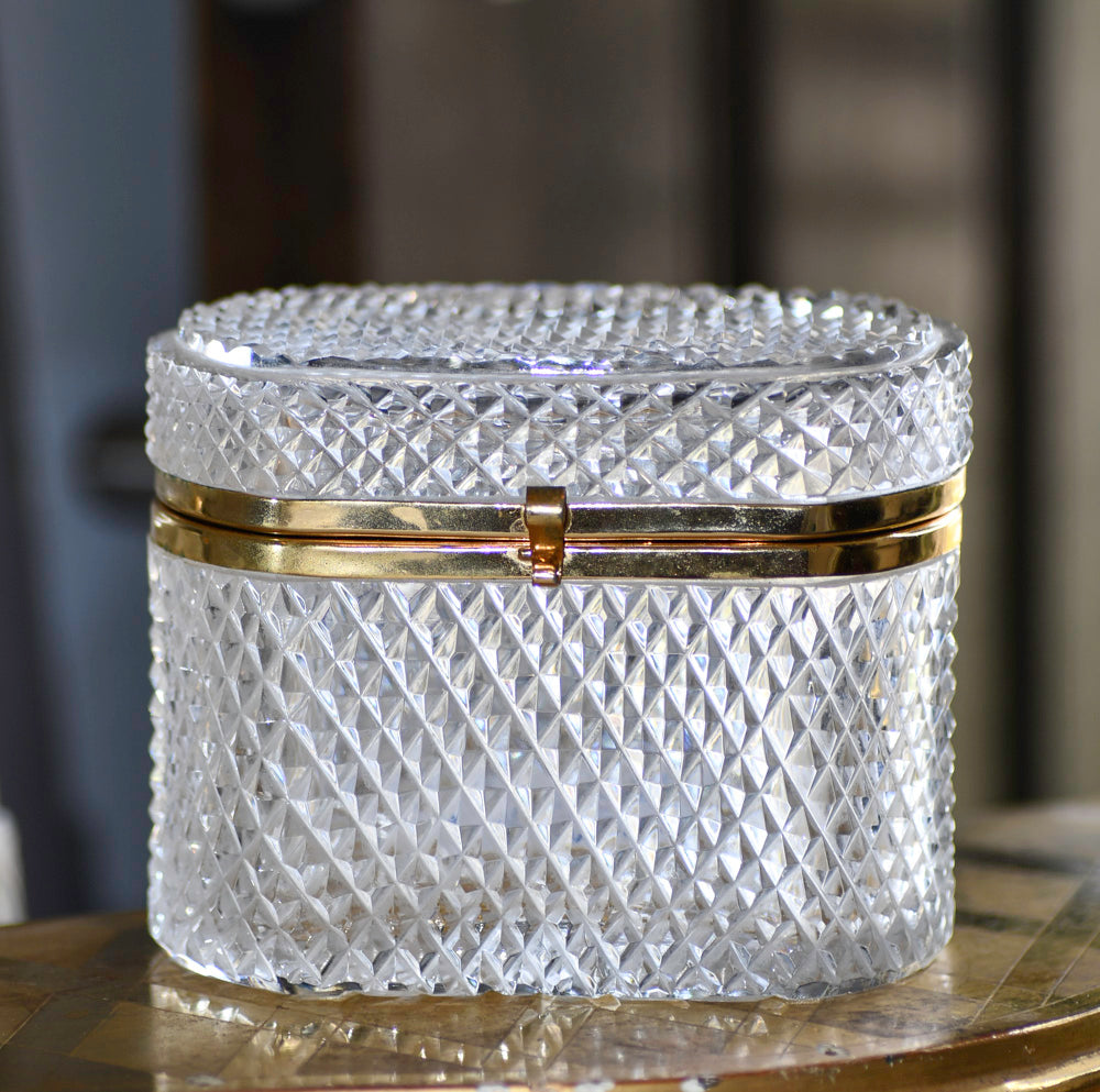 Vintage Crystal Dresser Jewelry Box