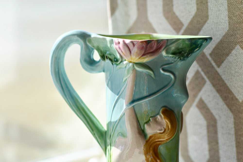 Art Nouveau Blue Decorative Vase or Ewer