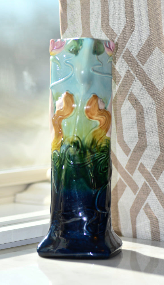 Art Nouveau Blue Decorative Vase or Ewer