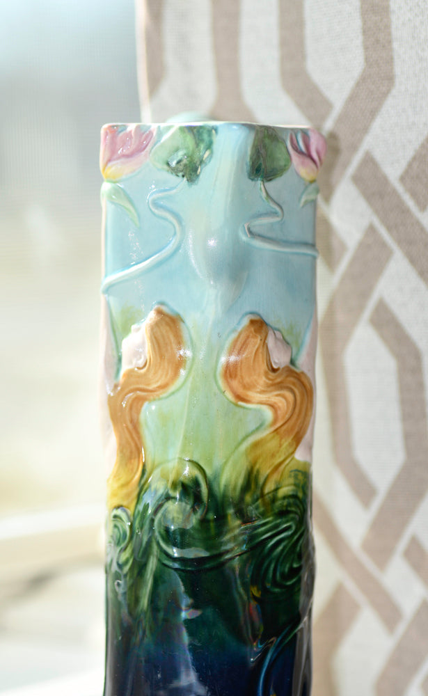 Art Nouveau Blue Decorative Vase or Ewer